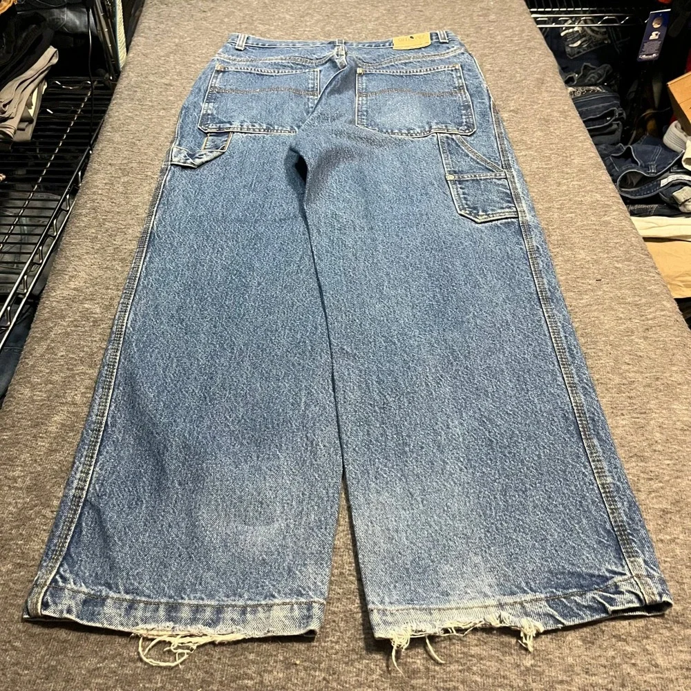 Utility Quality Clothing Mens Baggy Carpenter Jeans Blue Denim Y2K 33x30 0509A